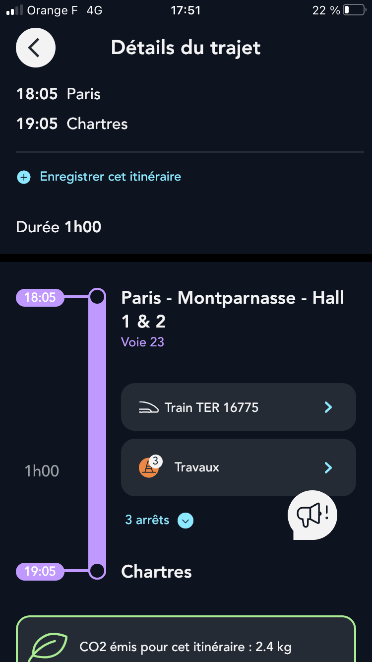 Enregistrer trajet ponctuel